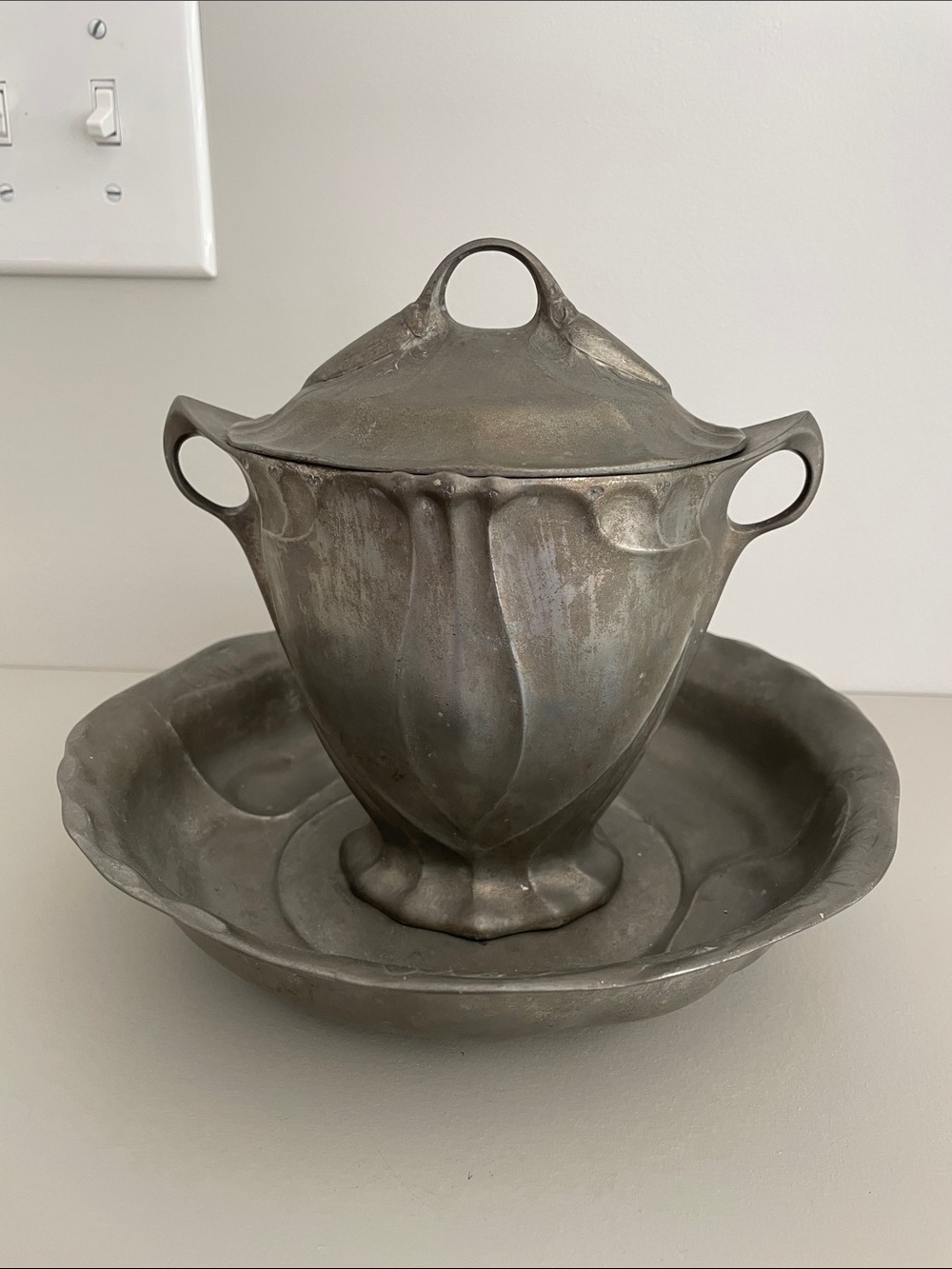 Kayserzinn German Pewter Hugo Leven 1890 cookie/biscuit jar!